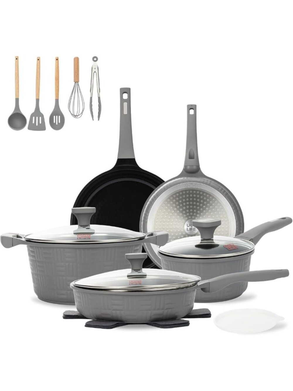 17-Piece Non-Stick Induction Cookware Set, Dishwasher Safe, Scratch-Resistant